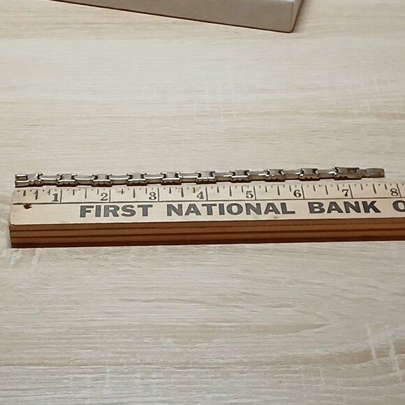 Vintage Silver & Gold Tone Bracelet with White Rhinestones Fashion Jewelry #43 - Picture 2 of 7